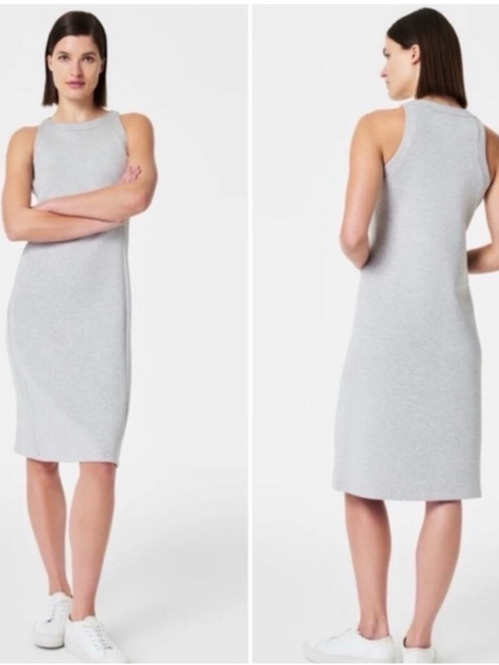 SPANX Air essentials Light Gray Sleeveless Knit Midi Dress